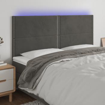 ARDEBO.de - LED Kopfteil Dunkelgrau 160x5x118/128 cm Samt