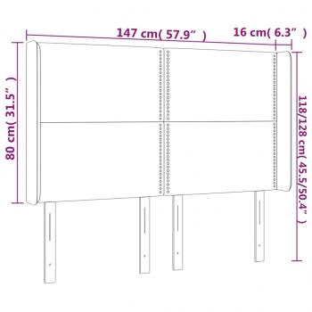 LED Kopfteil Dunkelblau 147x16x118/128 cm Samt