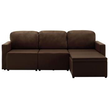 Modulares 3-Sitzer Schlafsofa Braun Kunstleder