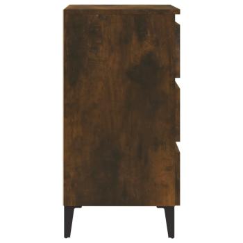 ARDEBO.de - Nachttische mit Metallbeinen 2 Stk. Räuchereiche 40x35x69 cm