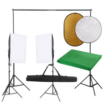 ARDEBO.de - Fotostudio-Set mit Beleuchtung, Hintergrund und Reflektor