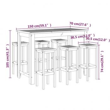 7-tlg. Gartenbar-Set Massivholz Akazie