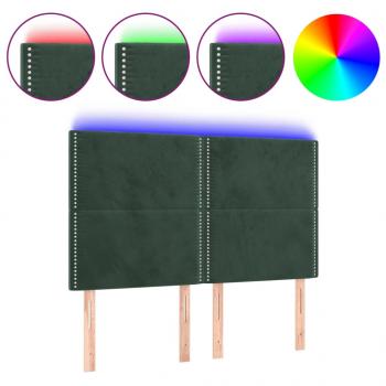 LED Kopfteil Dunkelgrün 144x5x118/128 cm Samt