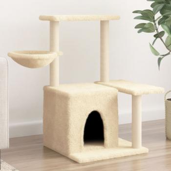 ARDEBO.de - Kratzbaum mit Sisal-Kratzsäulen Creme 83 cm