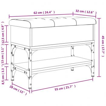 Schuhbank Schwarz 62x32x45 cm Holzwerkstoff