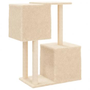 Kratzbaum mit Sisal-Kratzsäulen Creme 86 cm