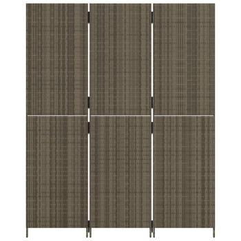 Paravent 3-tlg. Grau Poly Rattan