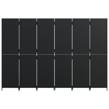 Paravent 6-tlg. Schwarz Poly Rattan