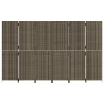 Paravent 6-tlg. Grau Poly Rattan