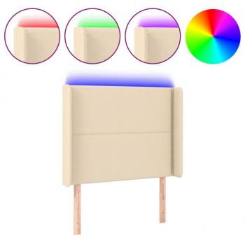 LED Kopfteil Creme 83x16x118/128 cm Stoff