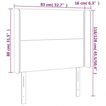 LED Kopfteil Creme 83x16x118/128 cm Stoff