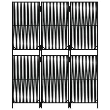 Paravent 3-tlg. Schwarz Poly Rattan