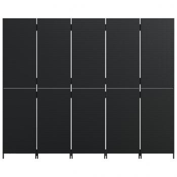 Paravent 5-tlg. Schwarz Poly Rattan