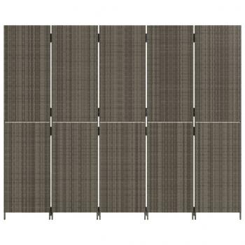 Paravent 5-tlg. Grau Poly Rattan