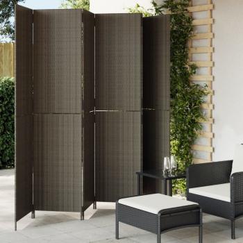 ARDEBO.de - Paravent 6-tlg. Grau Poly Rattan