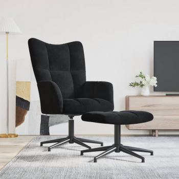 ARDEBO.de - Relaxsessel mit Hocker Schwarz Samt