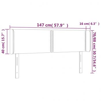 Kopfteil mit Ohren Grau 147x16x78/88 cm Kunstleder