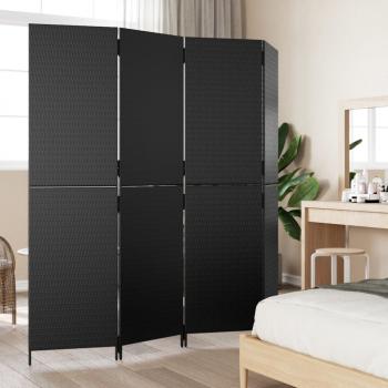ARDEBO.de - Paravent 4-tlg. Schwarz Poly Rattan