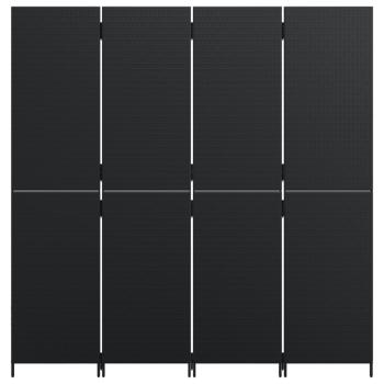 Paravent 4-tlg. Schwarz Poly Rattan