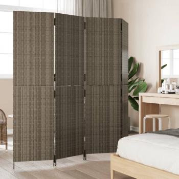 ARDEBO.de - Paravent 4-tlg. Grau Poly Rattan