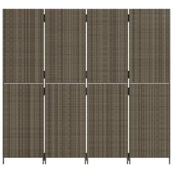 Paravent 4-tlg. Grau Poly Rattan