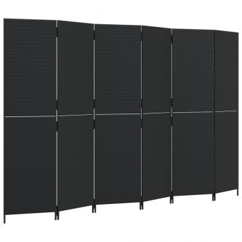 Paravent 6-tlg. Schwarz Poly Rattan