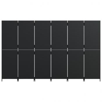 Paravent 6-tlg. Schwarz Poly Rattan