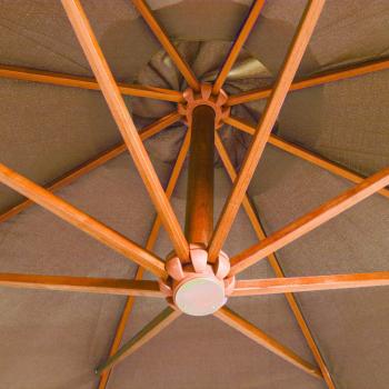 Ampelschirm mit Mast Taupe 3,5x2,9 m Massivholz Tanne