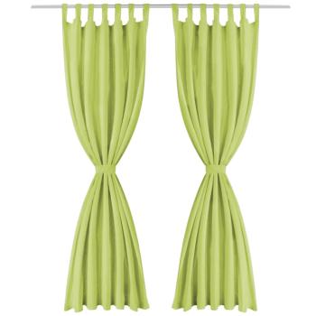 Vorhänge Mikro-Satin 2 Stk. mit Schlaufen 140×225 cm Grün