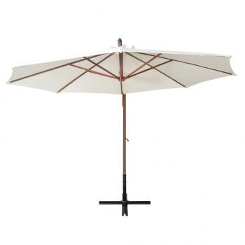 Ampelschirm 350 cm Holzmast Weiß