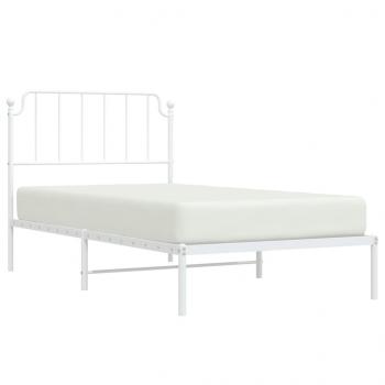 ARDEBO.de - Bettgestell mit Kopfteil Metall Weiß 100x200 cm