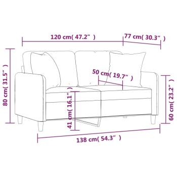 2-Sitzer-Sofa mit Zierkissen Hellgelb 120 cm Stoff