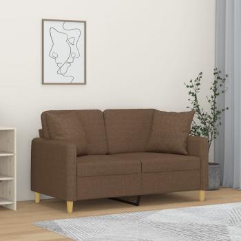 ARDEBO.de - 2-Sitzer-Sofa mit Zierkissen Braun 120 cm Stoff