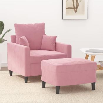 ARDEBO.de - Sessel mit Hocker Rosa 60 cm Samt