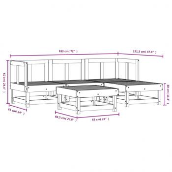 5-tlg. Garten-Lounge-Set Massivholz Kiefer