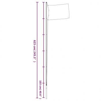 Flagge der Ukraine und Mast 6,23 m Aluminium