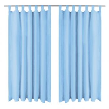 ARDEBO.de - Vorhänge Mikro-Satin 2 Stk. mit Schlaufen 140 x 175 cm Türkis