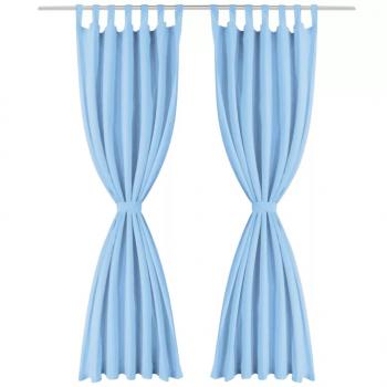 Vorhänge Mikro-Satin 2 Stk. mit Schlaufen 140 x 175 cm Türkis