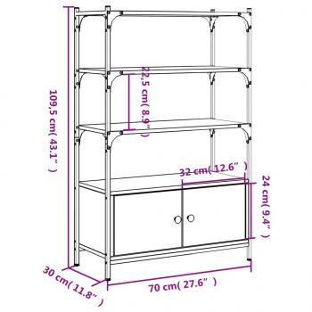 Bücherregal 3 Böden Schwarz 70x30x109,5 cm Holzwerkstoff