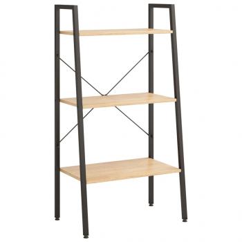 Standregal 3 Böden Hellbraun und Schwarz 56x35x108 cm