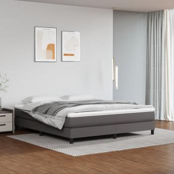 ARDEBO.de - Boxspringbett mit Matratze Grau 160x200 cm Kunstleder