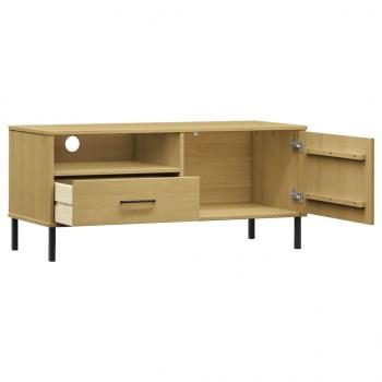 TV-Schrank OSLO mit Metallbeinen Braun Massivholz Kiefer