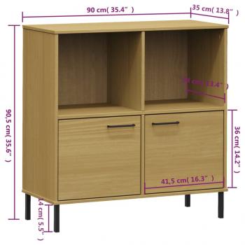 Bücherregal OSLO mit Metallbeinen Braun 90x35x90,5cm Massivholz