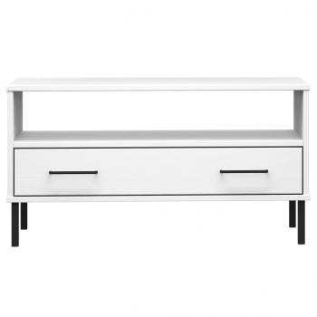 Couchtisch OSLO mit Metallbeinen Weiß 85x50x45 cm Massivholz