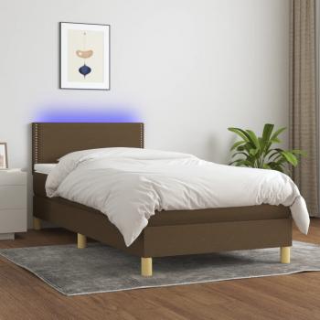 ARDEBO.de - Boxspringbett mit Matratze & LED Dunkelbraun 80x200 cm Stoff
