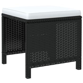 19-tlg. Garten-Essgruppe mit Kissen Poly Rattan Schwarz