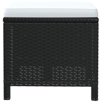 19-tlg. Garten-Essgruppe mit Kissen Poly Rattan Schwarz