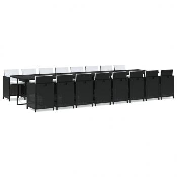 17-tlg. Garten-Essgruppe mit Kissen Schwarz Poly Rattan