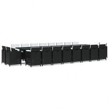 21-tlg. Garten-Essgruppe mit Kissen Schwarz Poly Rattan