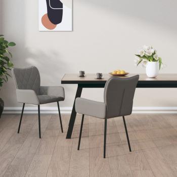 ARDEBO.de - Esszimmerstühle 2 Stk. Hellgrau Stoff